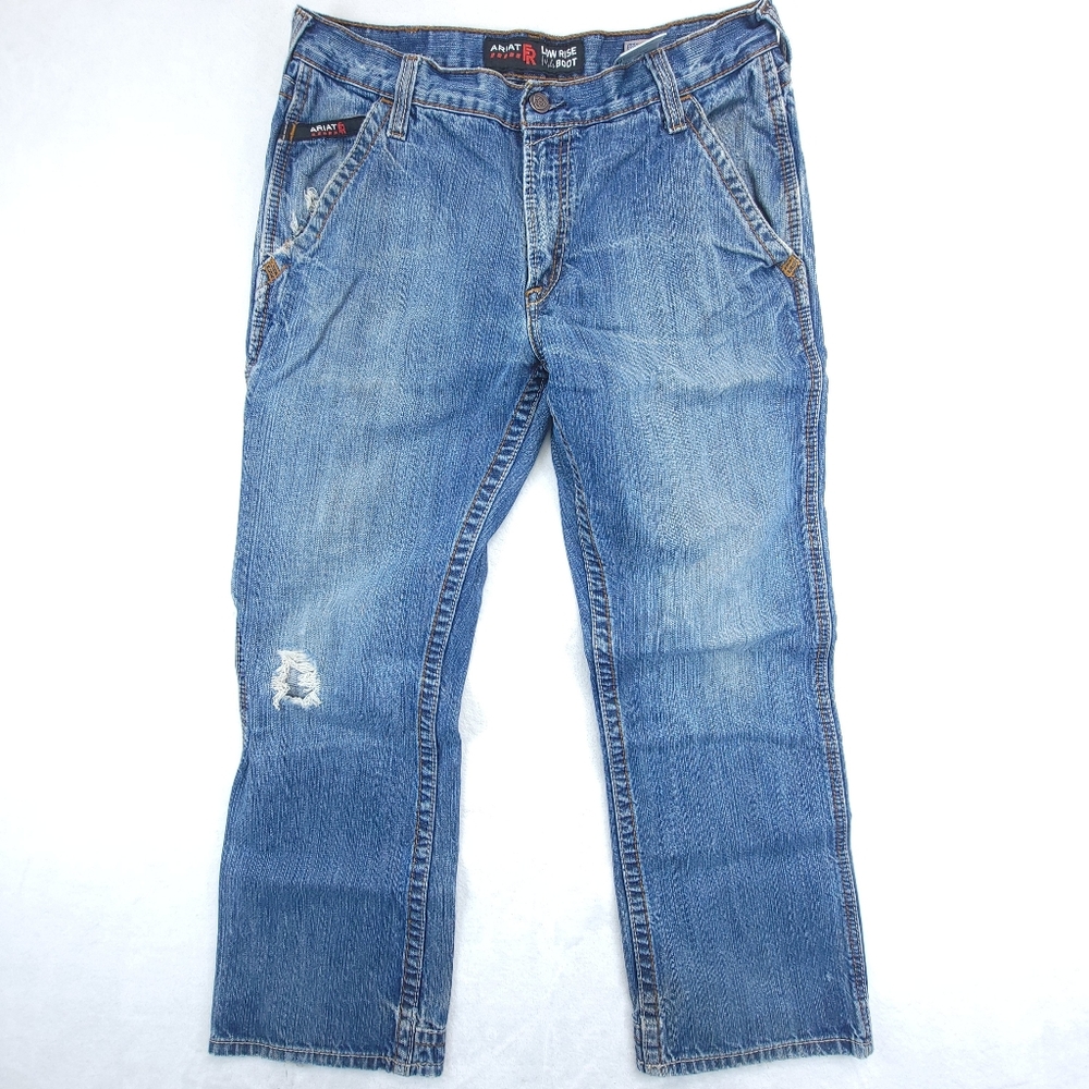 Ariat FR Jeans Mens 33x30 (33x28) Blue M4 Low Rise Boot WorkWear Denim CAT2 HRC2